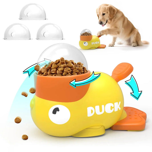 Engaging Duck-Shaped Interactive Dog Puzzle Treat Dispenser - Adjustable for All Breeds, Promotes Healthy Eating & Mental Stimulation