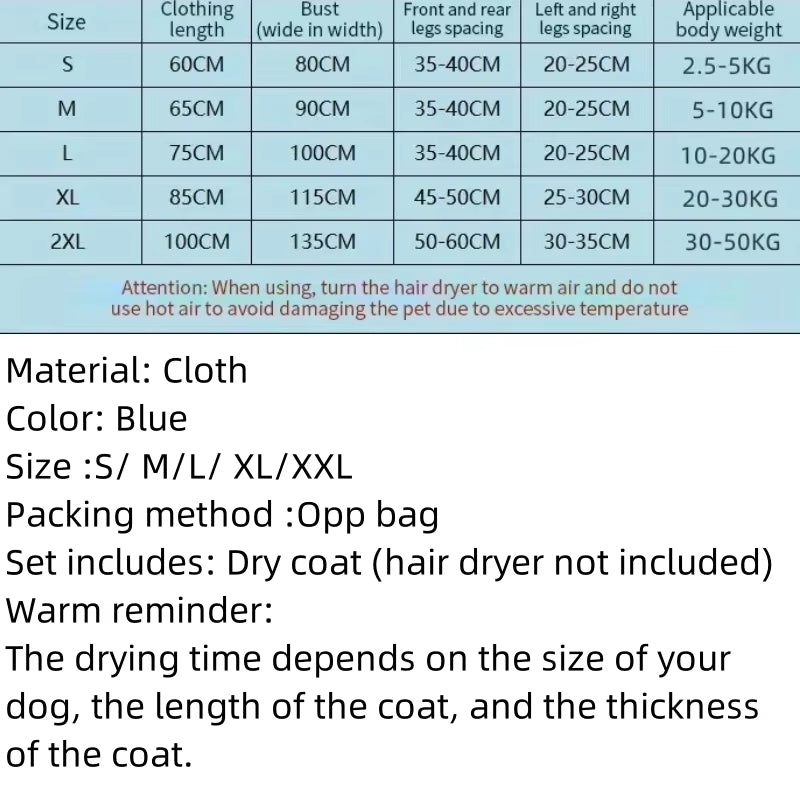 Portable Folding Dog Hair Dryer and Pet Drying Bag - Efficient Pet Grooming Accessory for Winter Care