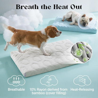 Lesure Cooling Orthopedic Dog Mat - Q-Max>0.5 Cooling Technology with Washable Cover and Non-Slip Egg Crate Foam for Extra Large Dogs