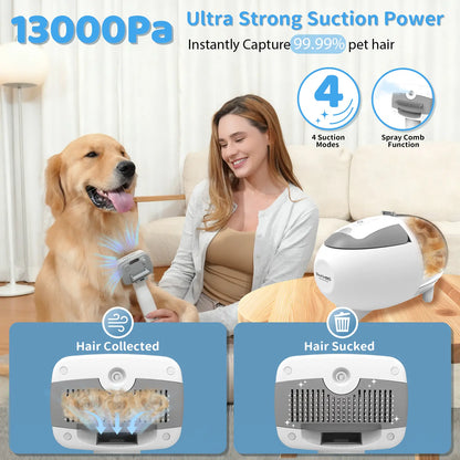 Revolutionize Your Pet Grooming with the Pawimood 5-In-1 Grooming Vacuum – Powerful 13000PA Suction, 2L Dust Capacity, and Complete Grooming Kit for Pet Owners!