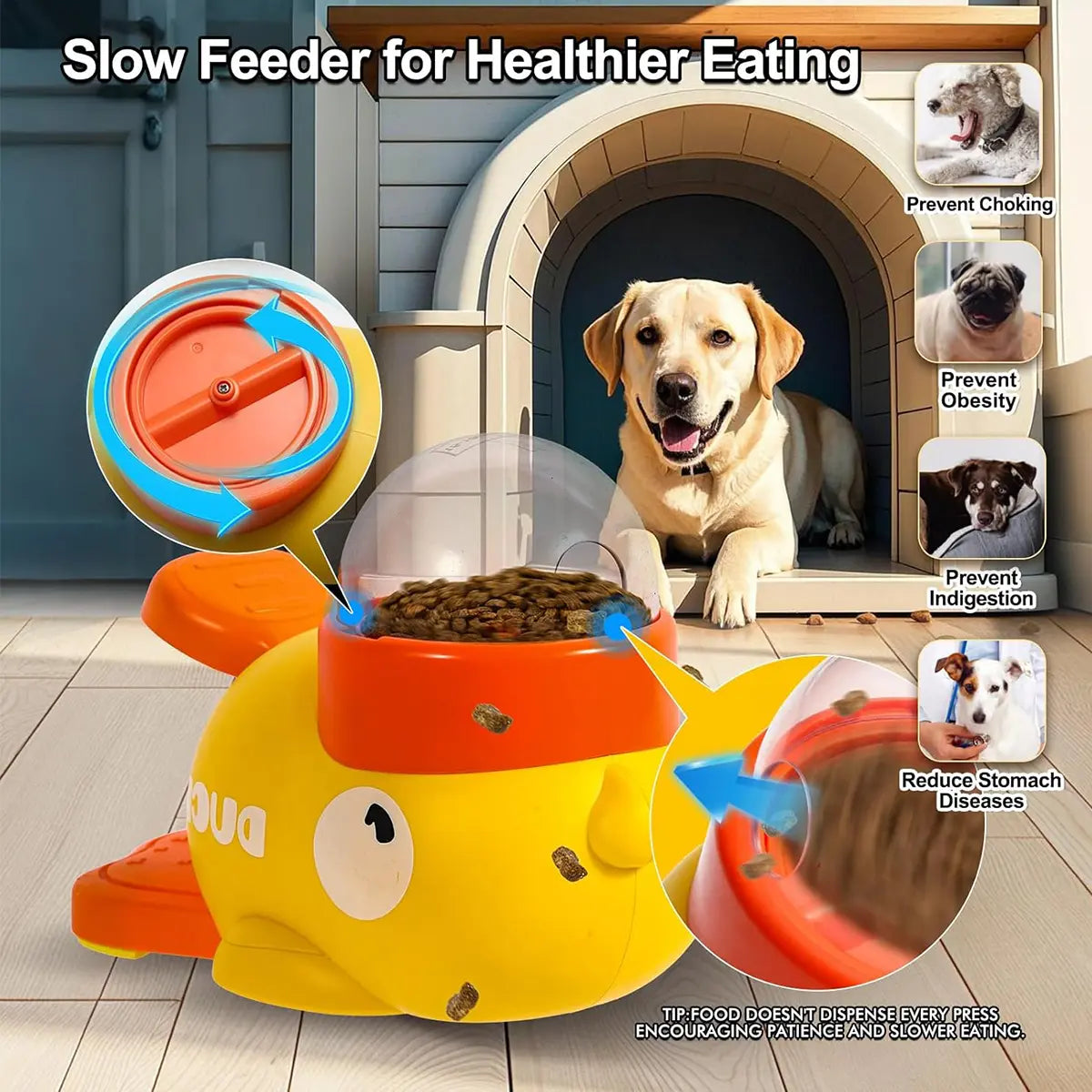 Engaging Duck-Shaped Interactive Dog Puzzle Treat Dispenser - Adjustable for All Breeds, Promotes Healthy Eating & Mental Stimulation