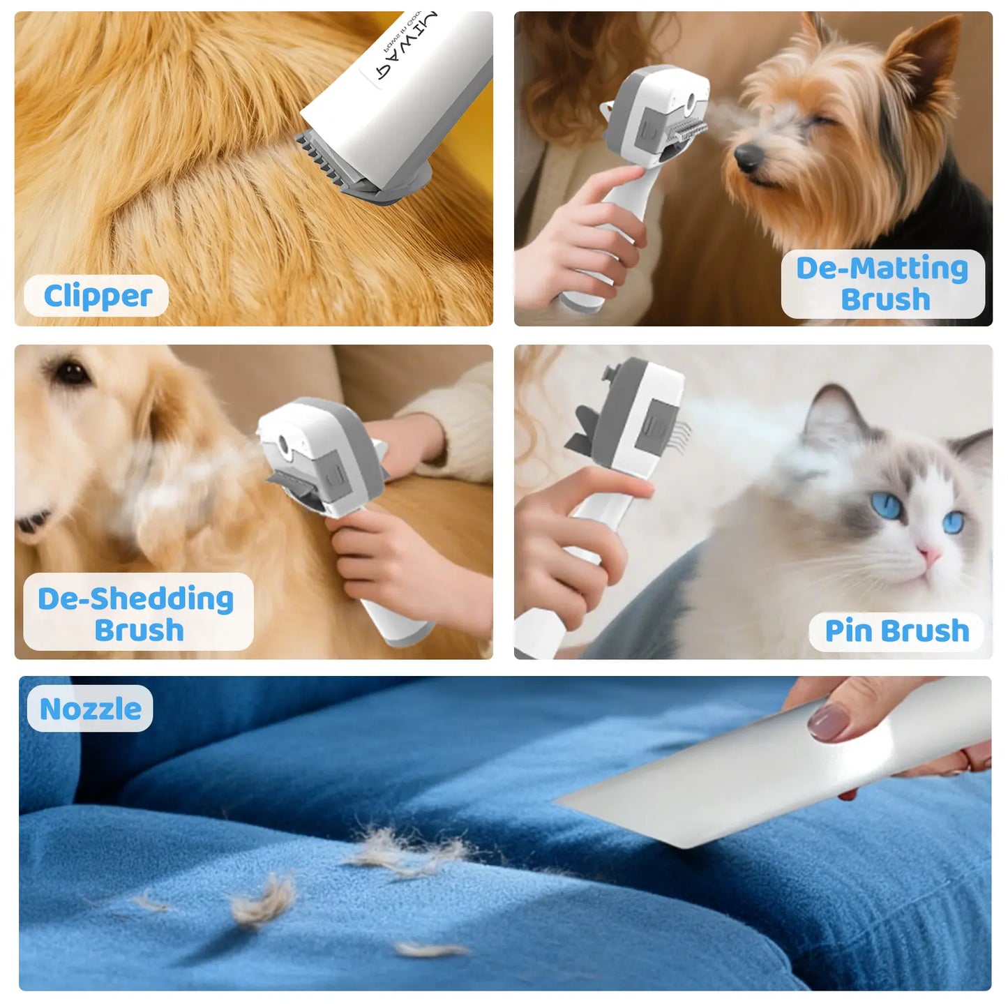 Revolutionize Your Pet Grooming with the Pawimood 5-In-1 Grooming Vacuum – Powerful 13000PA Suction, 2L Dust Capacity, and Complete Grooming Kit for Pet Owners!