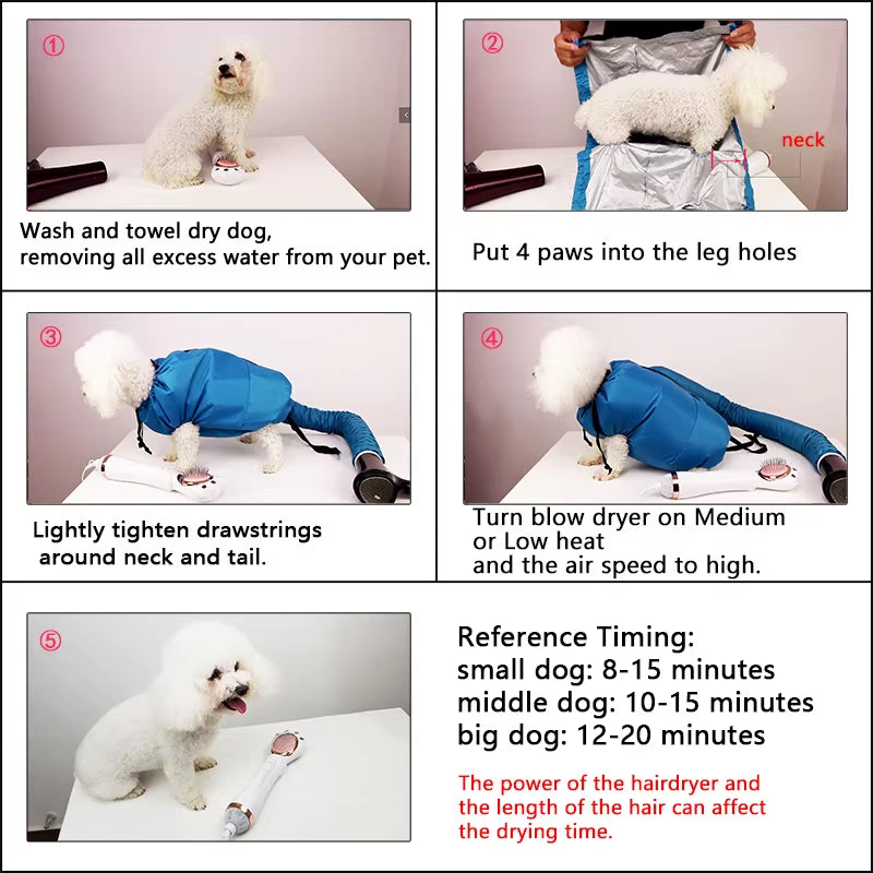Portable Folding Dog Hair Dryer and Pet Drying Bag - Efficient Pet Grooming Accessory for Winter Care