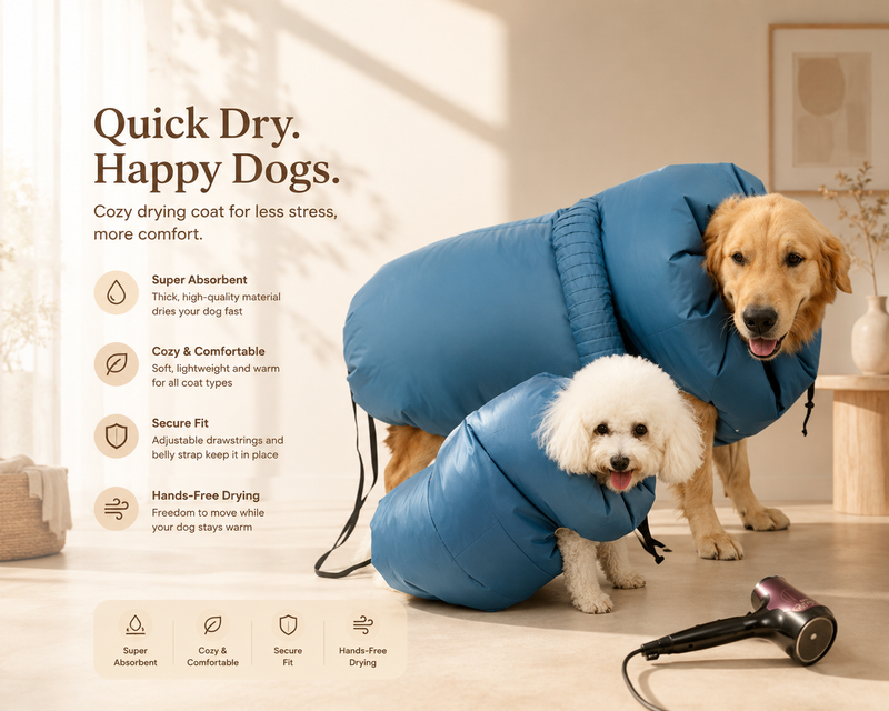 Dog Hair Dryer and Pet Drying Bag