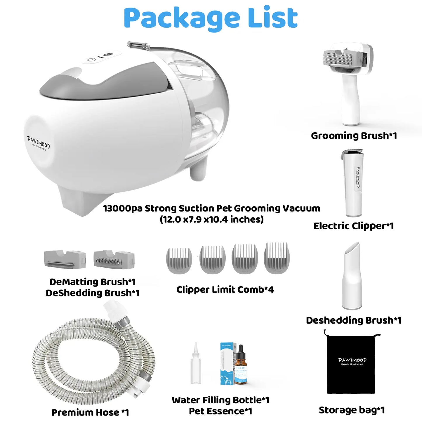 Revolutionize Your Pet Grooming with the Pawimood 5-In-1 Grooming Vacuum – Powerful 13000PA Suction, 2L Dust Capacity, and Complete Grooming Kit for Pet Owners!