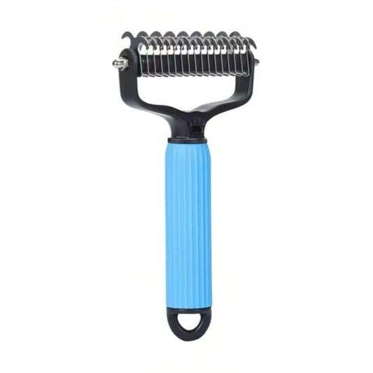 Double-Sided Dematting Comb and Deshedding Brush for Cats and Long-Haired Dogs, Pet Undercoat Rake for Effective Grooming and Matted Fur Removal