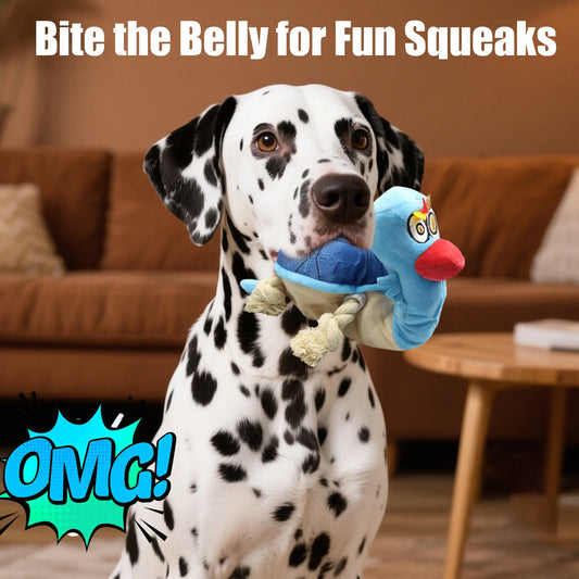 Exciting Turtle Squeaky Plush Tug Toy with Rope Limbs - Interactive Fun for Dogs to Relieve Boredom!