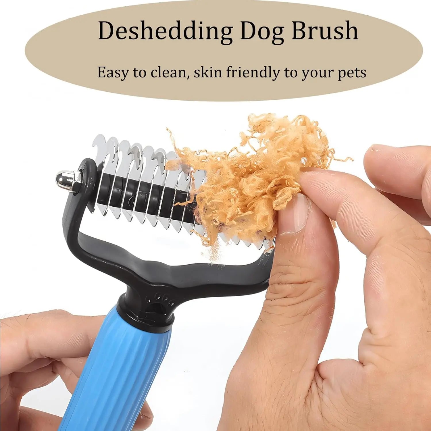 Double-Sided Dematting Comb and Deshedding Brush for Cats and Long-Haired Dogs, Pet Undercoat Rake for Effective Grooming and Matted Fur Removal