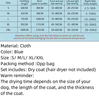 Portable Folding Dog Hair Dryer and Pet Drying Bag - Efficient Pet Grooming Accessory for Winter Care